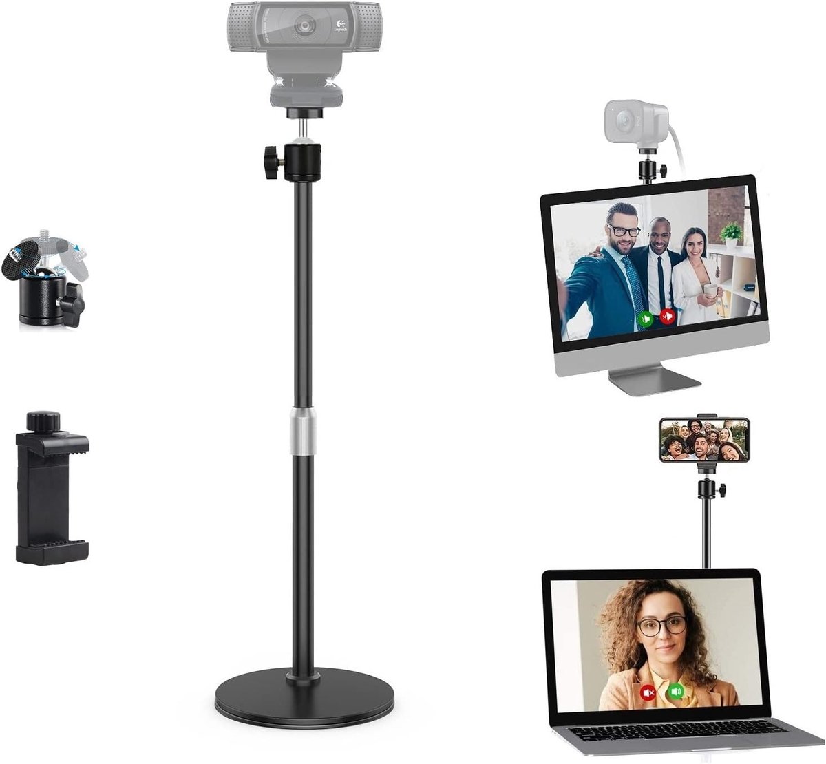 Mount Webcam,Webcamhouder voor tafel compatibel met Logitech Webcam Brio C920 C922 C930 C925 C615 Streamcam, compatible with iPhone and Samsung Mobiele telefoon