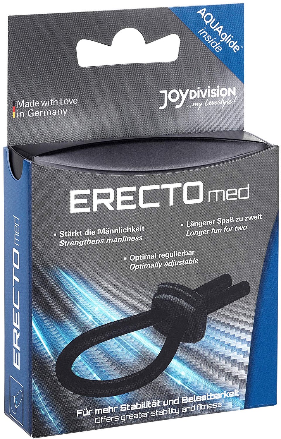 JOYDIVISION ERECTOmed Potentiering, zwart, penisring – universele maat, traploos verstelbaar