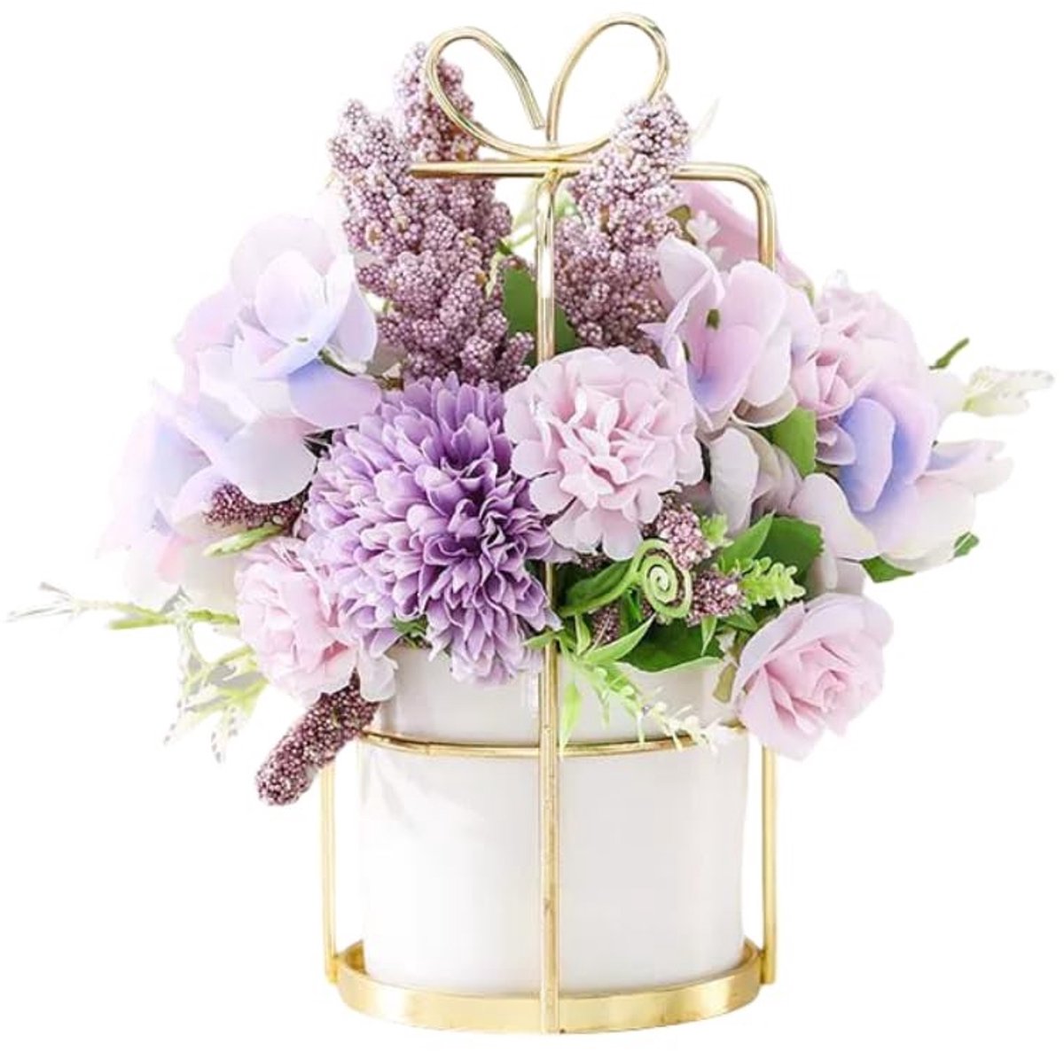 Omgoods - Kunstbloemen in Vaas met Roze Pioenroos voor Decoratie