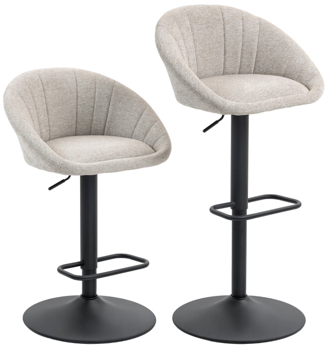 Clruro Barkruk Set van 2 - Zithoogte 62-82 cm - 360° Draaibaar - Linnenlook/Staal