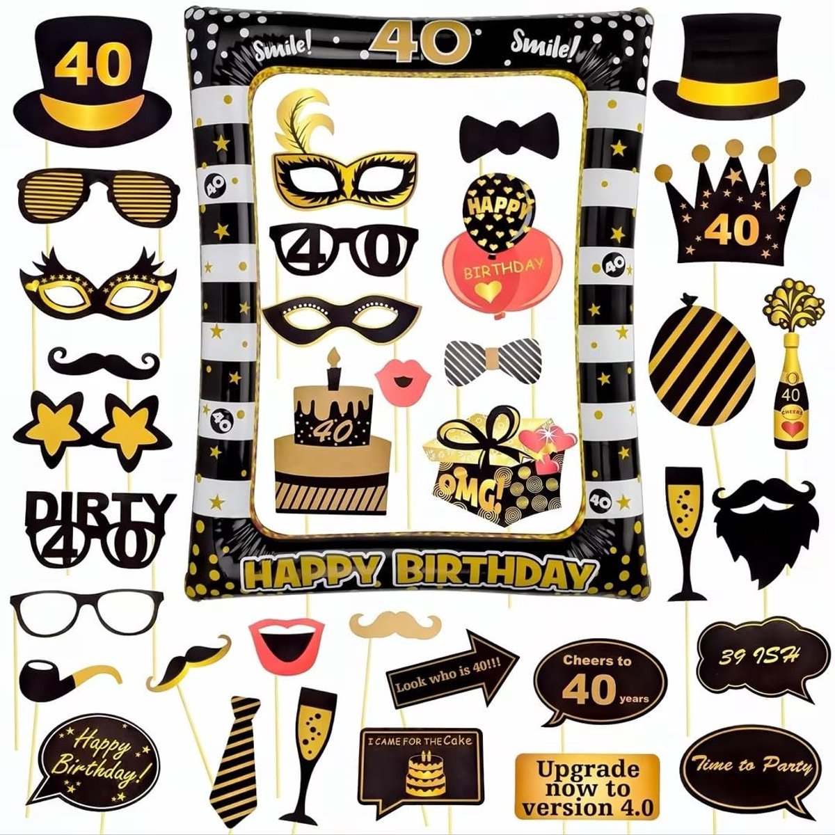 Omgoods - Verjaardagsdecoraties Set van 40 Stuks, Inclusief Fotolijst en Props