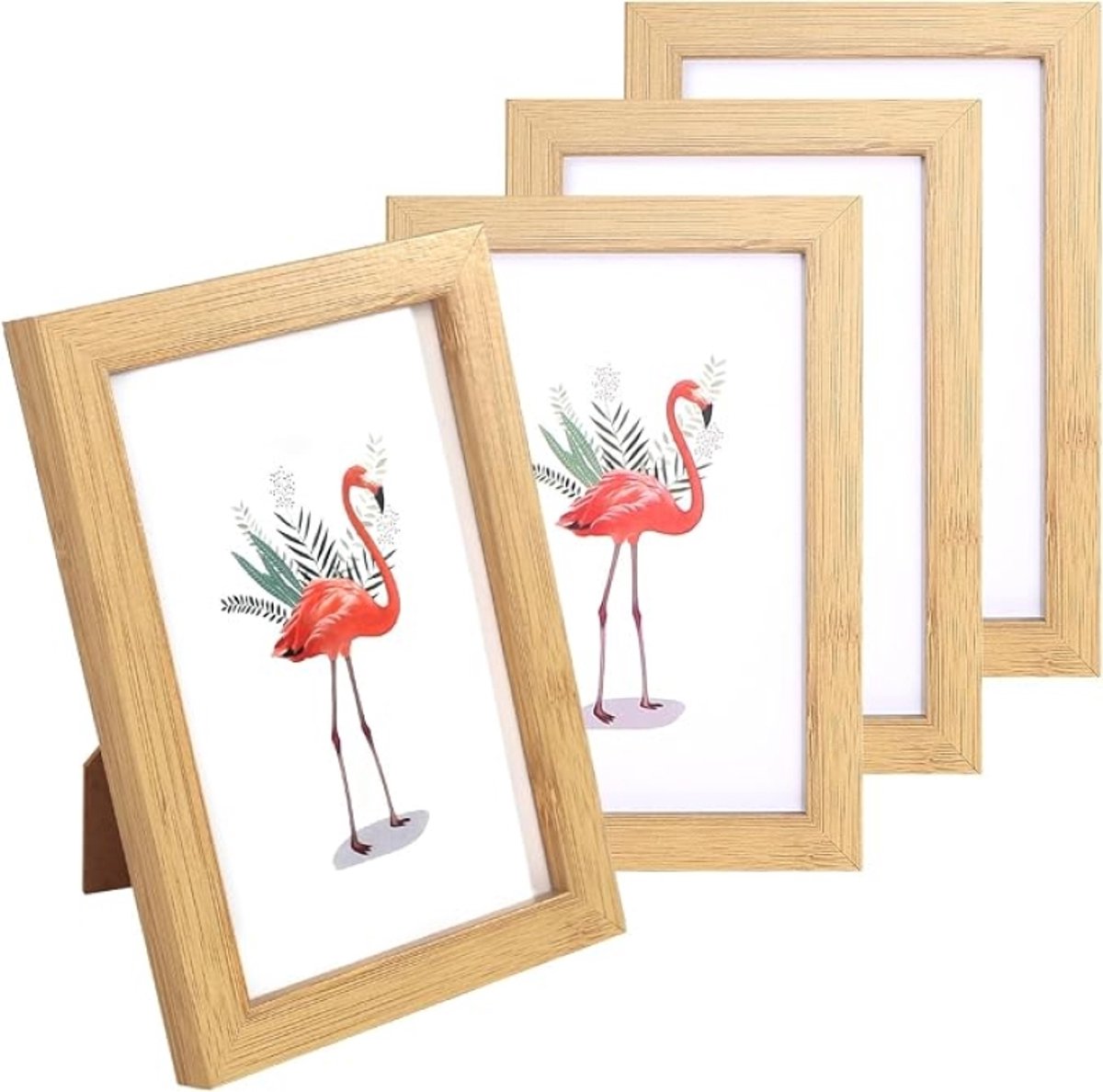 Set van 4 houten fotolijsten 10x15 cm - voor wanddecoratie of tafel - houtkleur