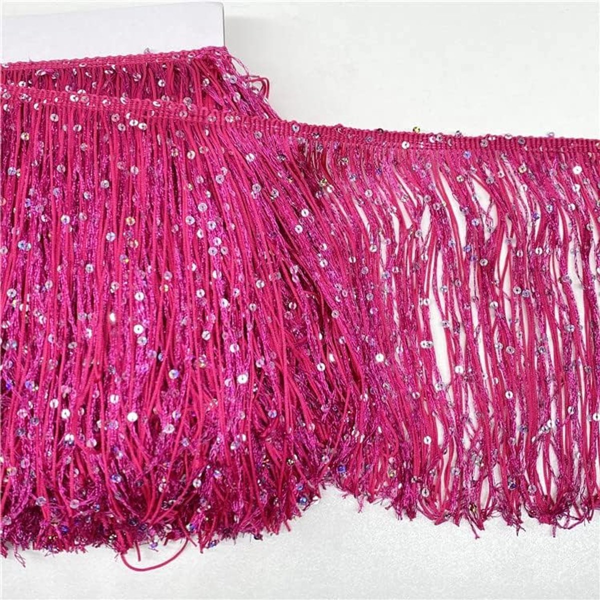 20,3 cm Hoogram Pailletten Chainette Kwastje Fringe Trim door The Yard Garland Dans Kostuum Trimmen Feestdecoratie (5 Yards, Hot Pink