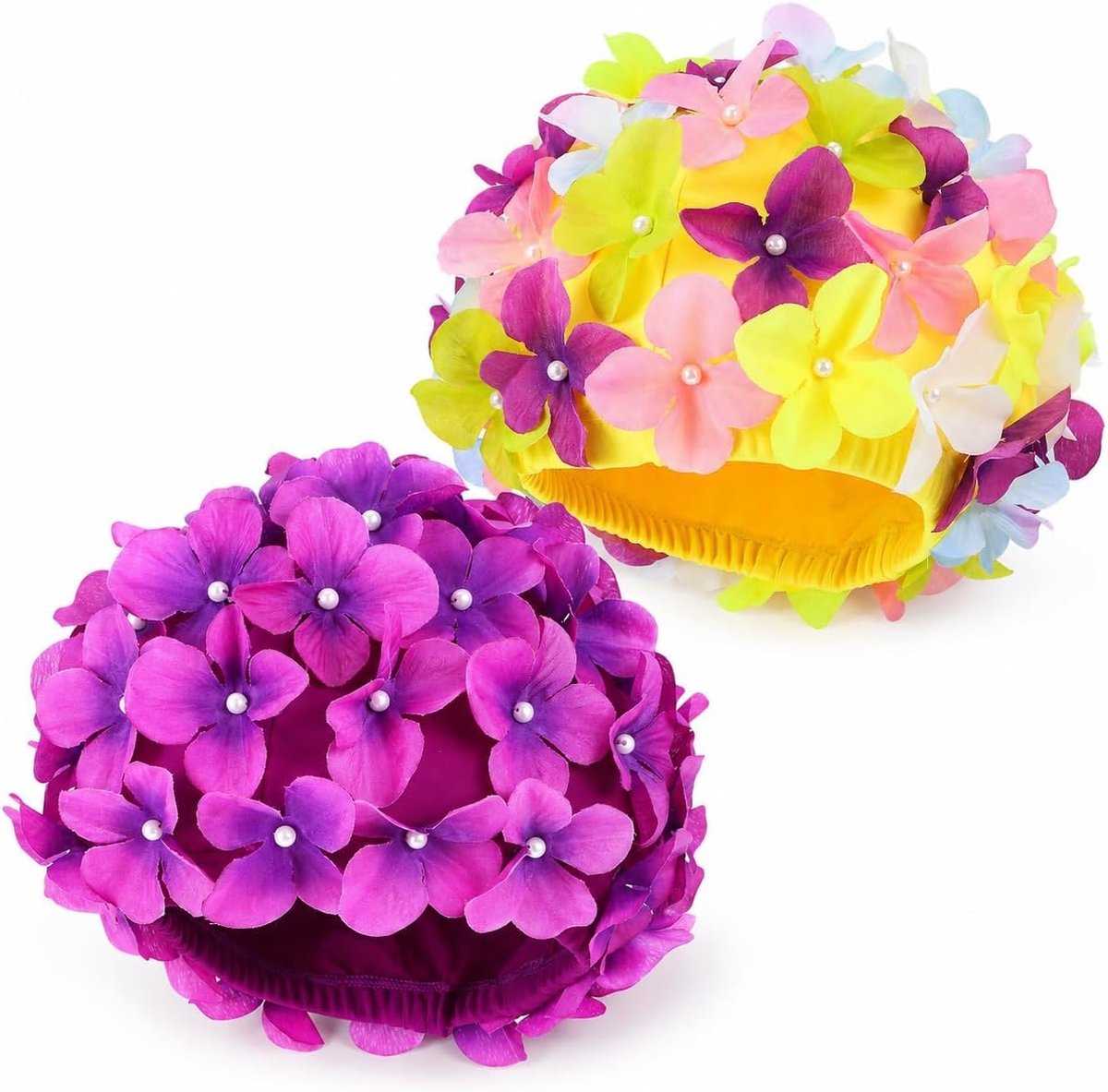 2 stuks vintage bloemen petal retro badmutsen voor dames badmutsen voor zwemmers voor dames, bloemenblaadje, zwemmen, mutsen, bloemen, hoed, badmutsen