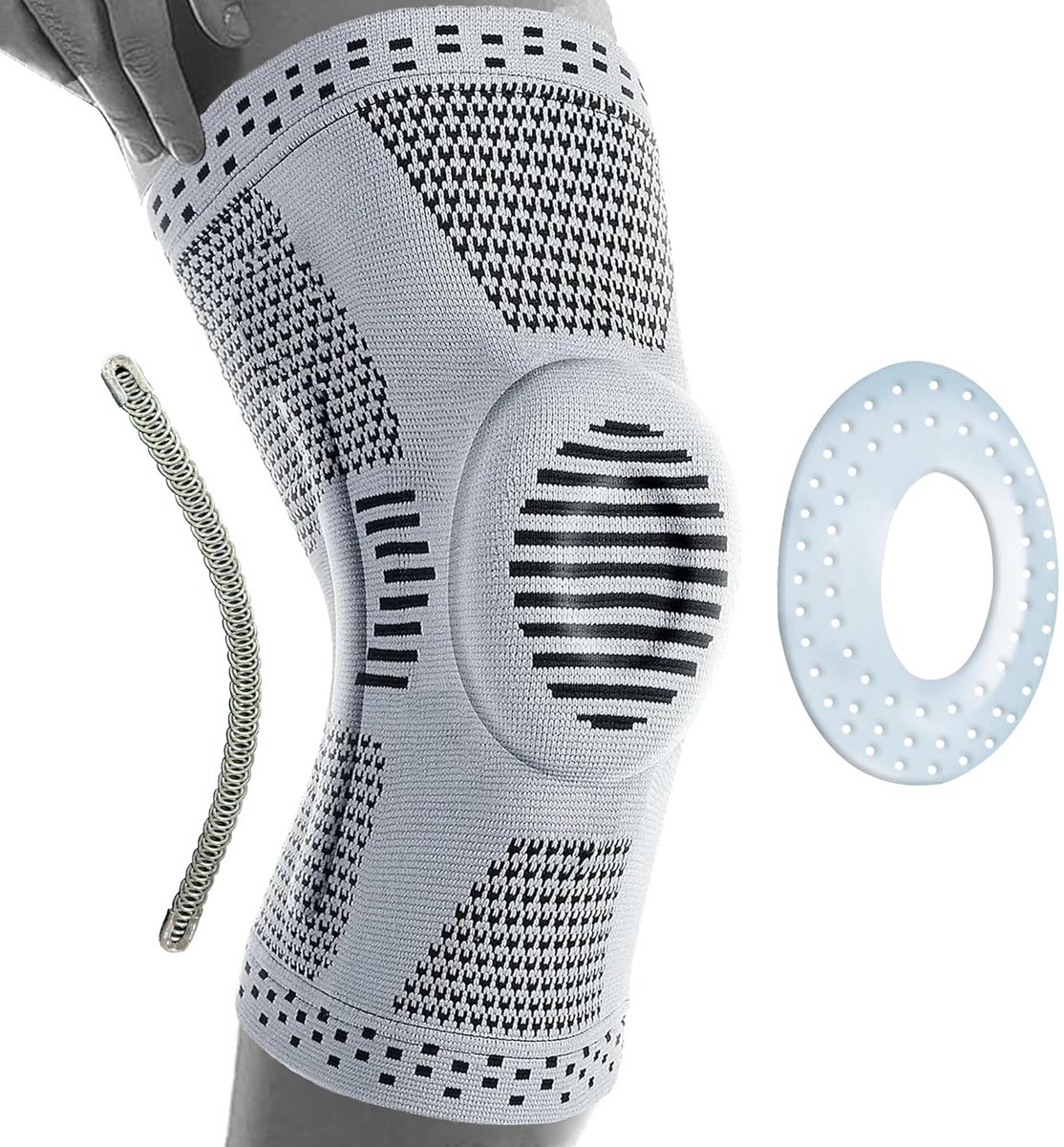 360 RELIEF Kniebrace met Patella Gel Pad – Kniesteun voor Meniscus & Sport | Knee Brace met Zijstabilisatoren – Knieband, Kniebandage en Kniebeschermer voor Hardlopen, Sport, Artrose, Dames en Heren