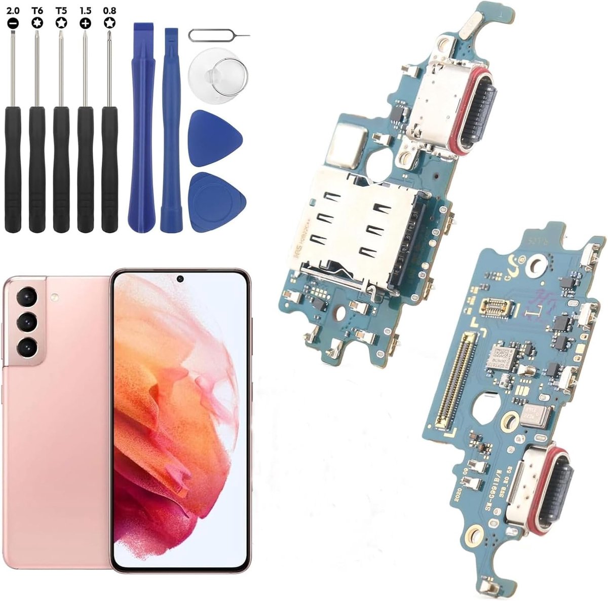 Oplaadaansluiting compatibel met Samsung Galaxy S21 5G G991B USB dockconnector voor Samsung Galaxy S21 5G G991B flexibele kabel oplaadpoort oplaadbus vervanging