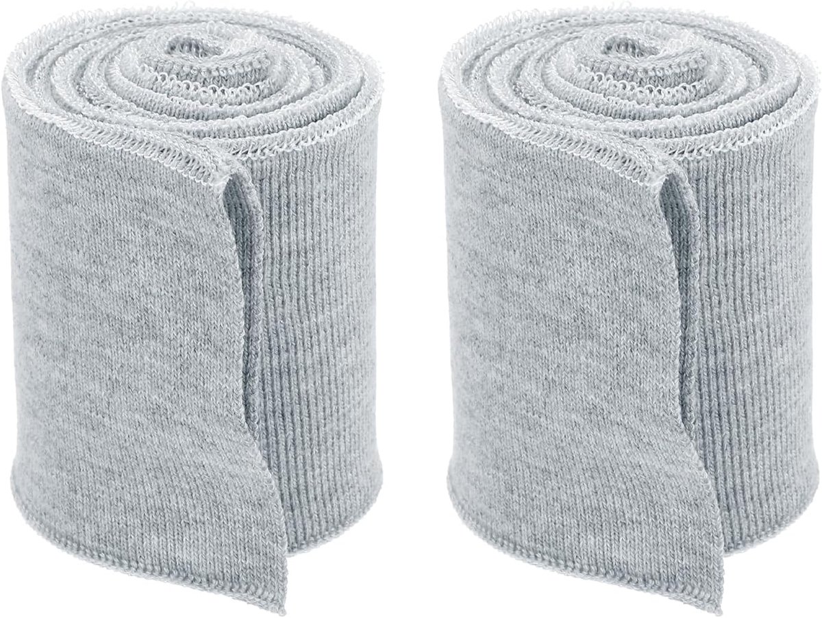 Elastische manchetten voor naaien gebreide geribbelde katoenen stof mouwen tailleband geribbelde rand, [voor doek, doe-het-zelf ambacht] - 0,8 m/grijs/2 stuks