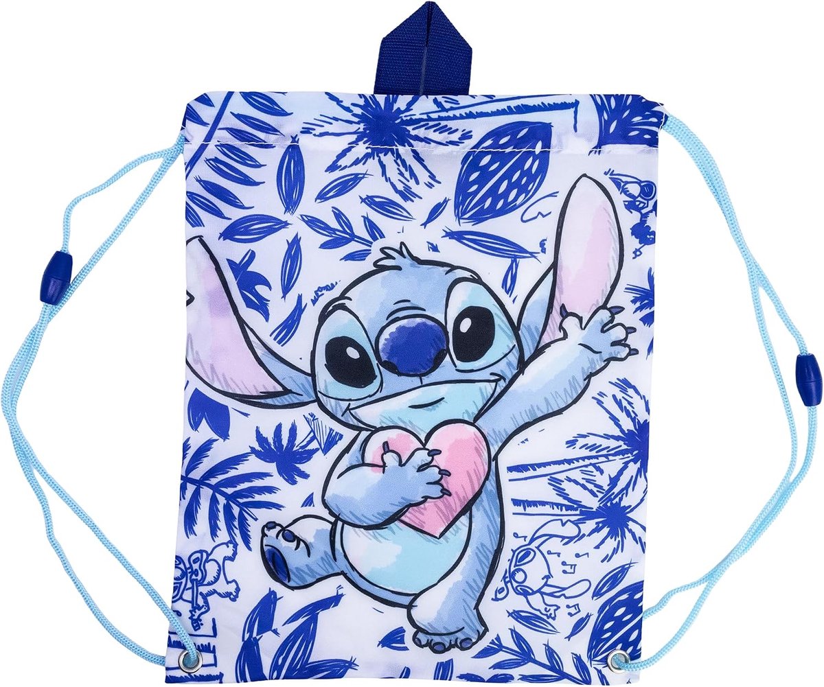 Gymtas Kinderen Stitch - Trekkoord Tas met Handvatten voor Lunch en Tussendoortjes - Duurzame Stof 30x25cm - Ideaal School Crèche Uitjes