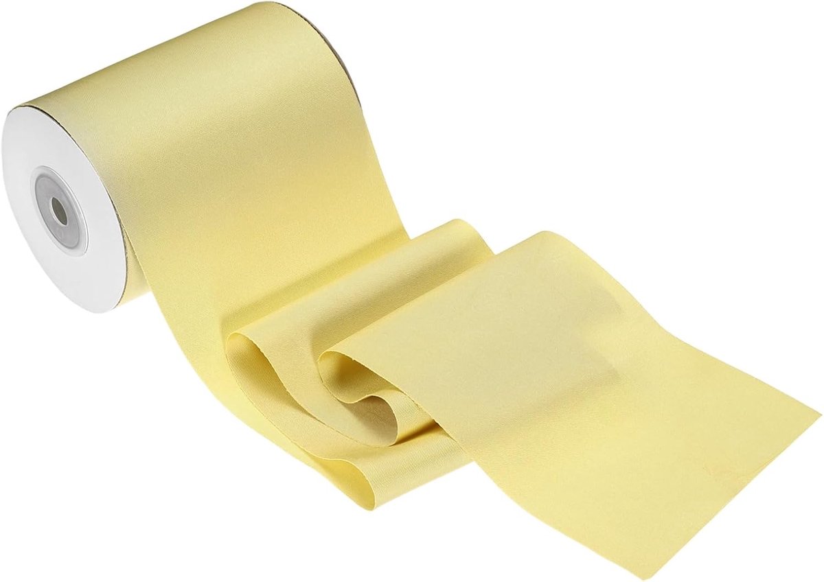 Dubbel satijnen lint (10 cm x 10 yard, geel) - Dubbelzijdig dik polyester satijnen lint effen stof, van toepassing op bruiloftsfeestdecoratie/grote openingsceremonie/strikken maken
