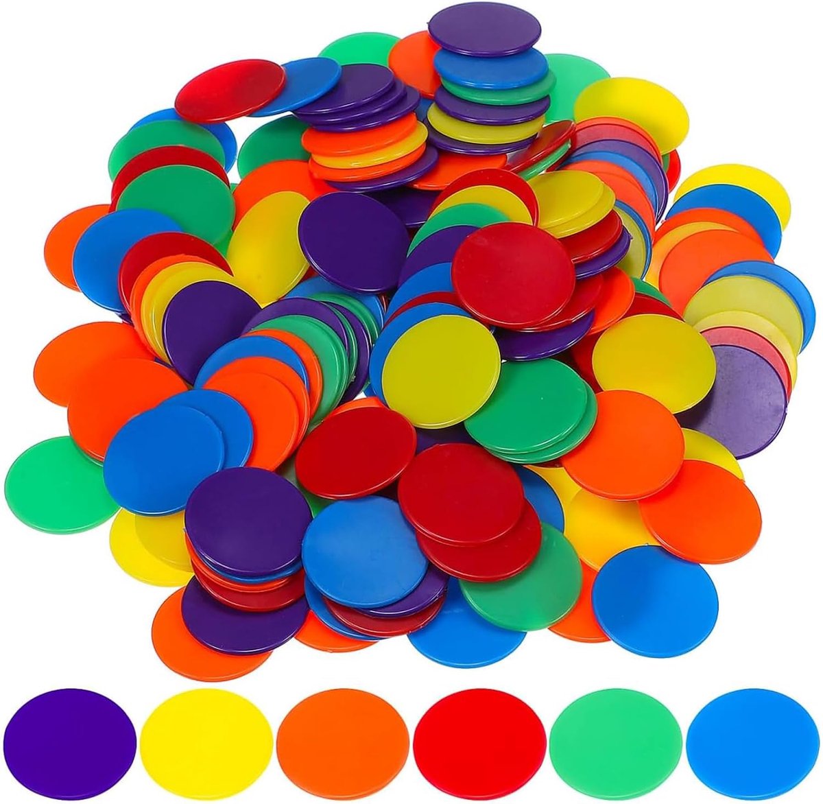 100 speelchips, 25 mm kleurrijke chips voor bingo, poker en wiskundig leren, multifunctionele chipset voor tafelspellen en scoretellers