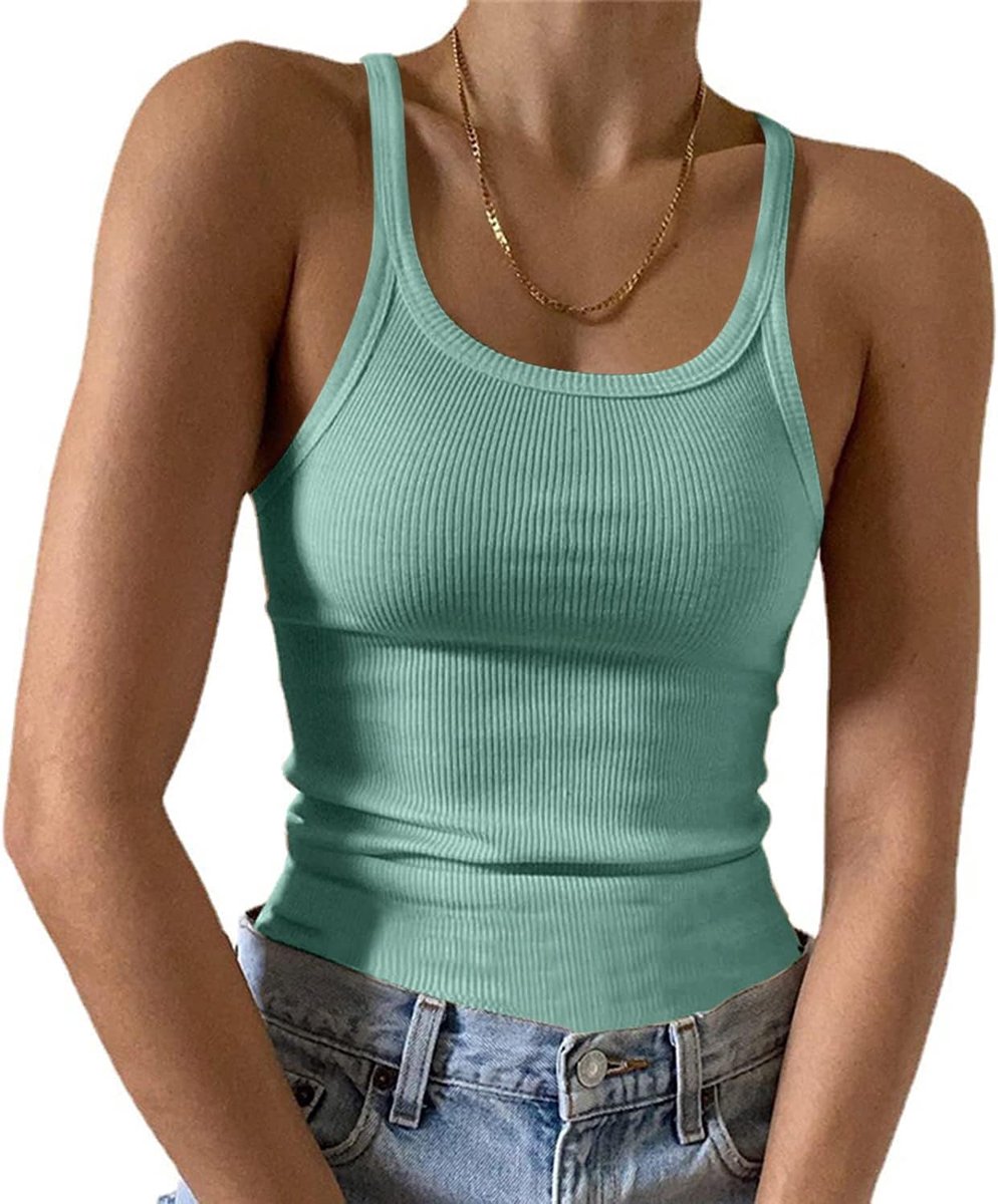 Top dames sexy mouwloos onderhemd geribbelde tank top basic effen camisole zomer bovenstuk
