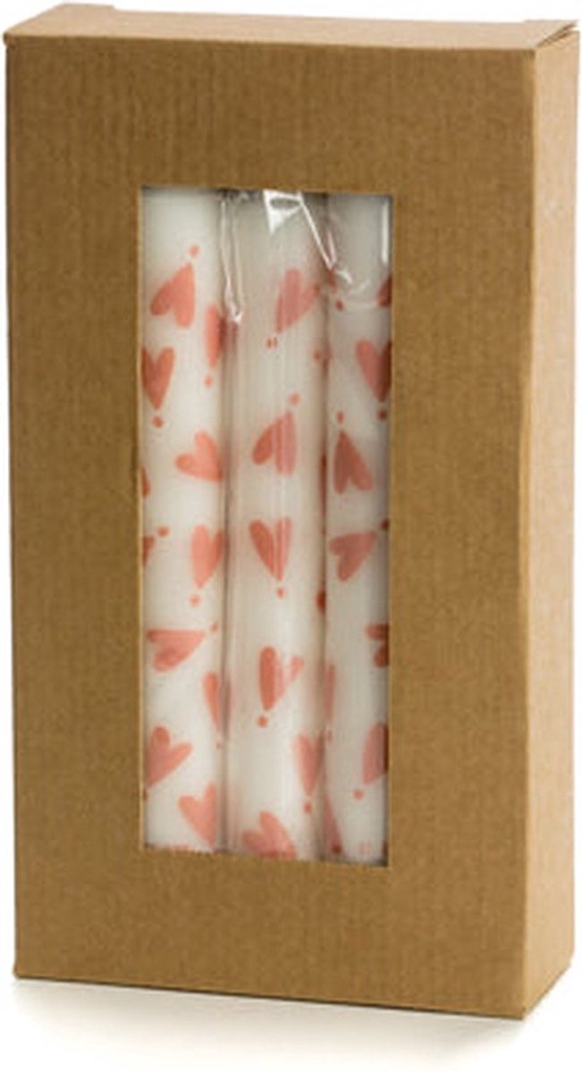 Rustik Lys - Dinerkaarsen 'Cheerful Hearts' (Roze, 10 stuks)