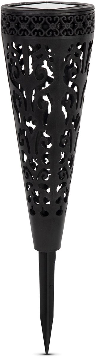 Solar Tuinlamp Met Grondpen - 1 Warmwitte LED 360° - Draadloos IP44 - Automatisch Aan Bij Schemering - 6-8 Uur Brandduur - Kunststof - 28,5 x 7 cm [13011]