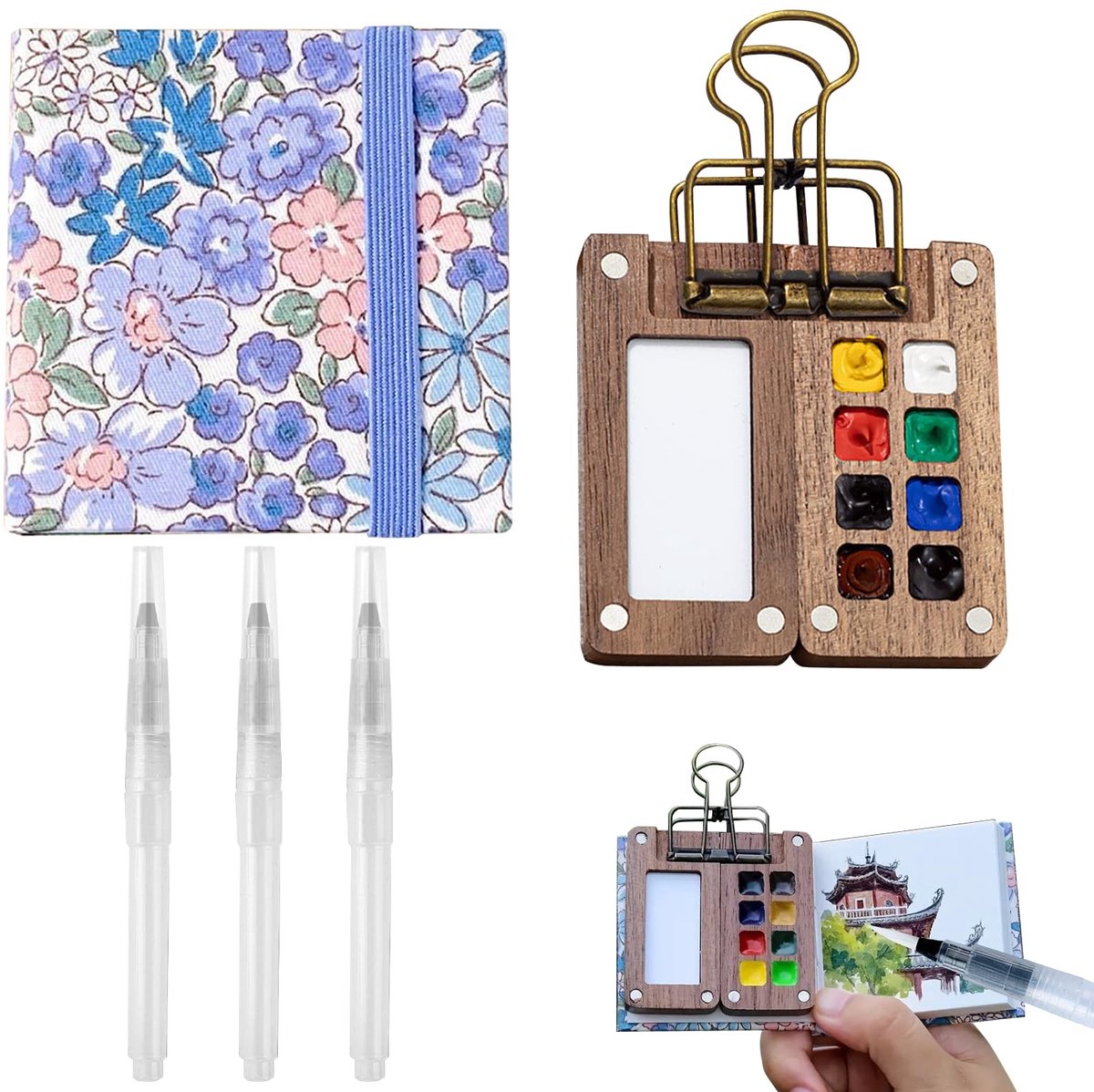 SolidKeus - Mini Schetsboek Set met Houten Palet