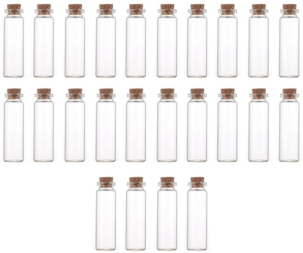 SolidKeus - Set van 24 Mini Glazen Flessen met Kurk voor Decoratie