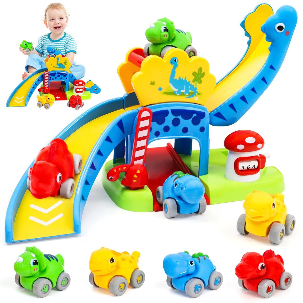 SolidKeus - Dino Auto Marble Track Speelgoed voor Kinderen