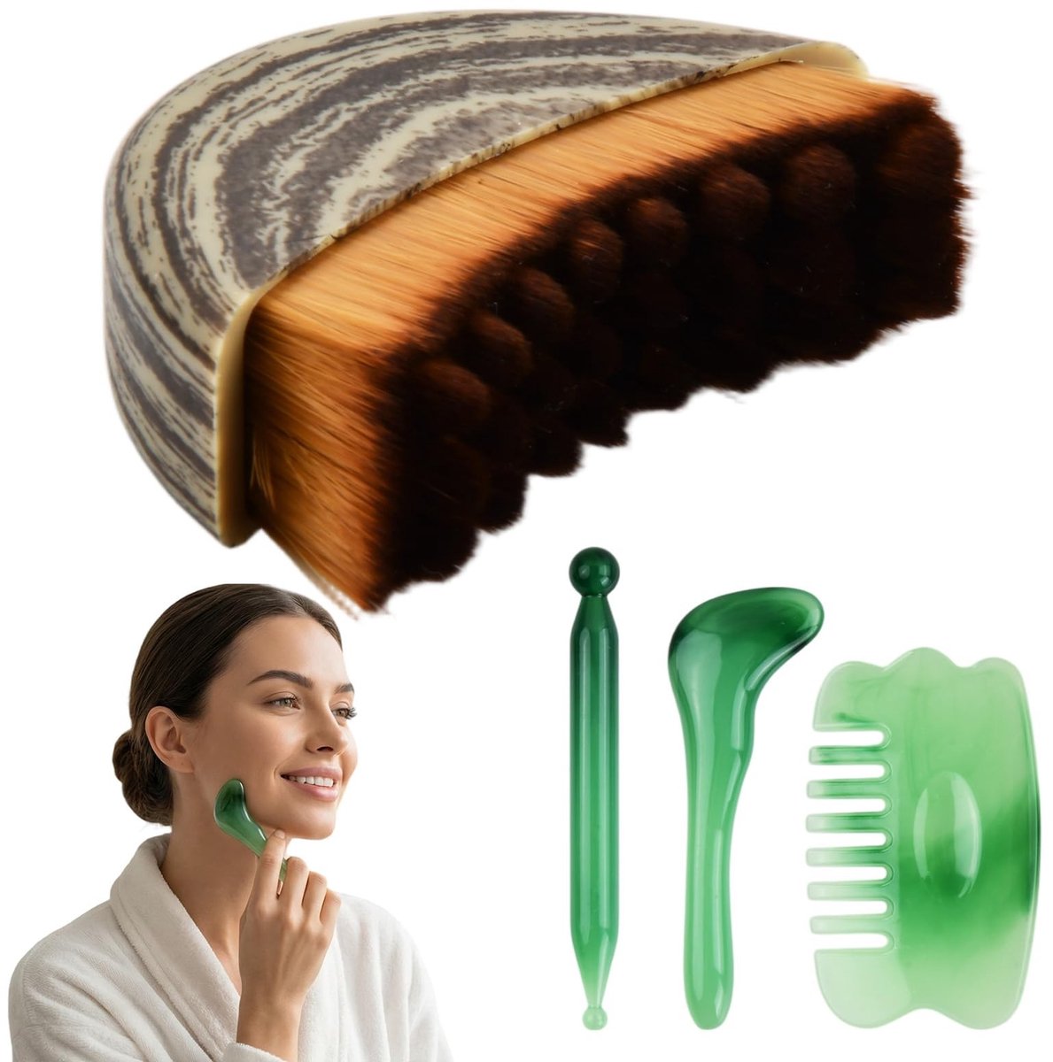SolidKeus - Set van 4 Lymfeborstels voor Gezichtsmassage