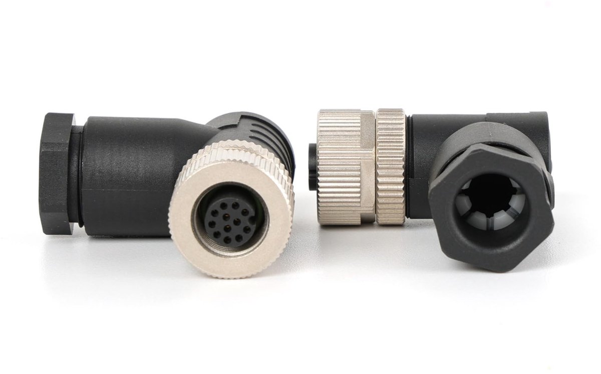 SolidKeus - M12 12-Pin Vrouwelijke Hoekconnector voor Industrie