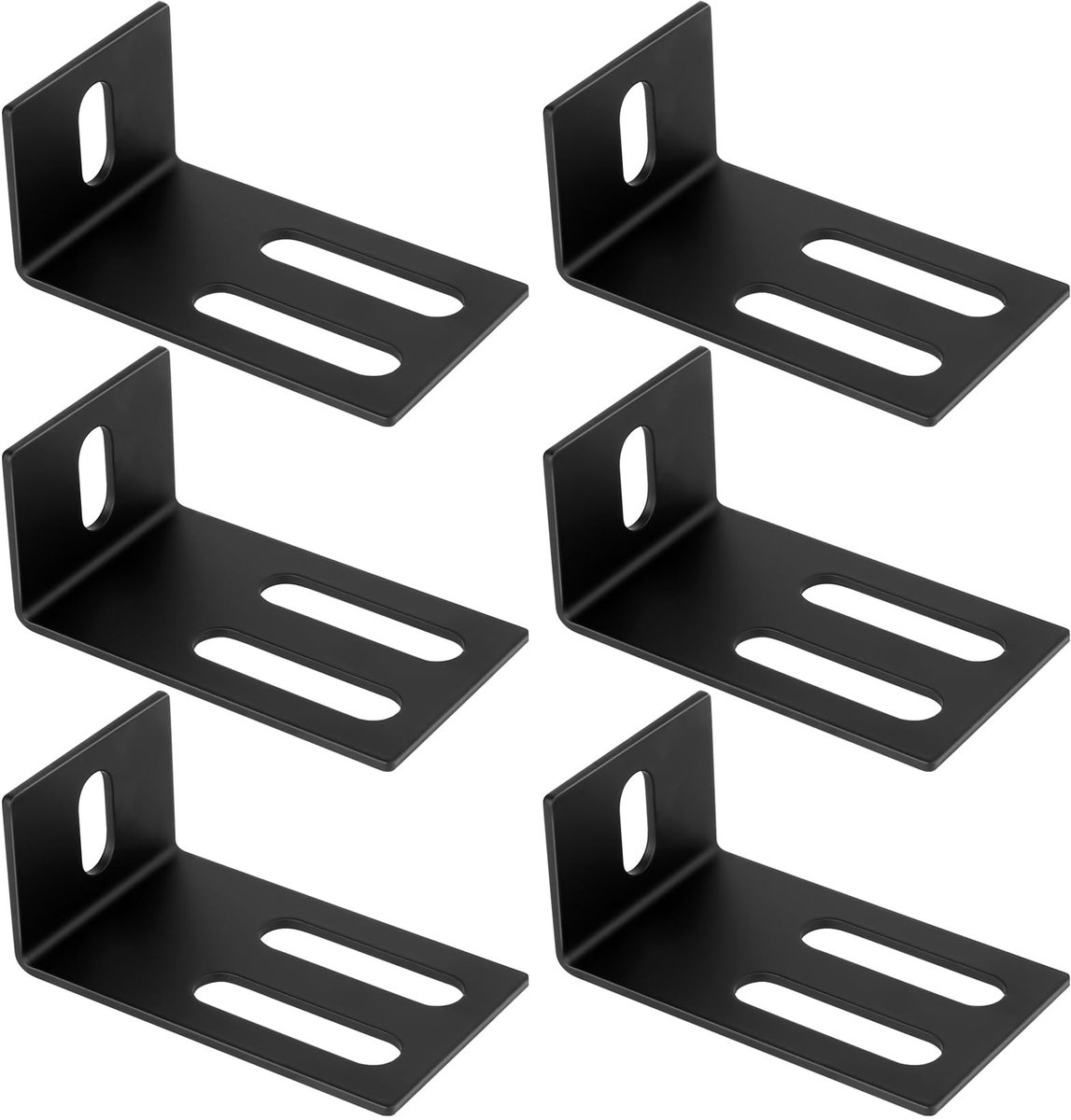 SolidKeus - Set van 6 Zwarte L-hoeken voor Hout, Sterke Hoekbeugels voor Meubelconstructie