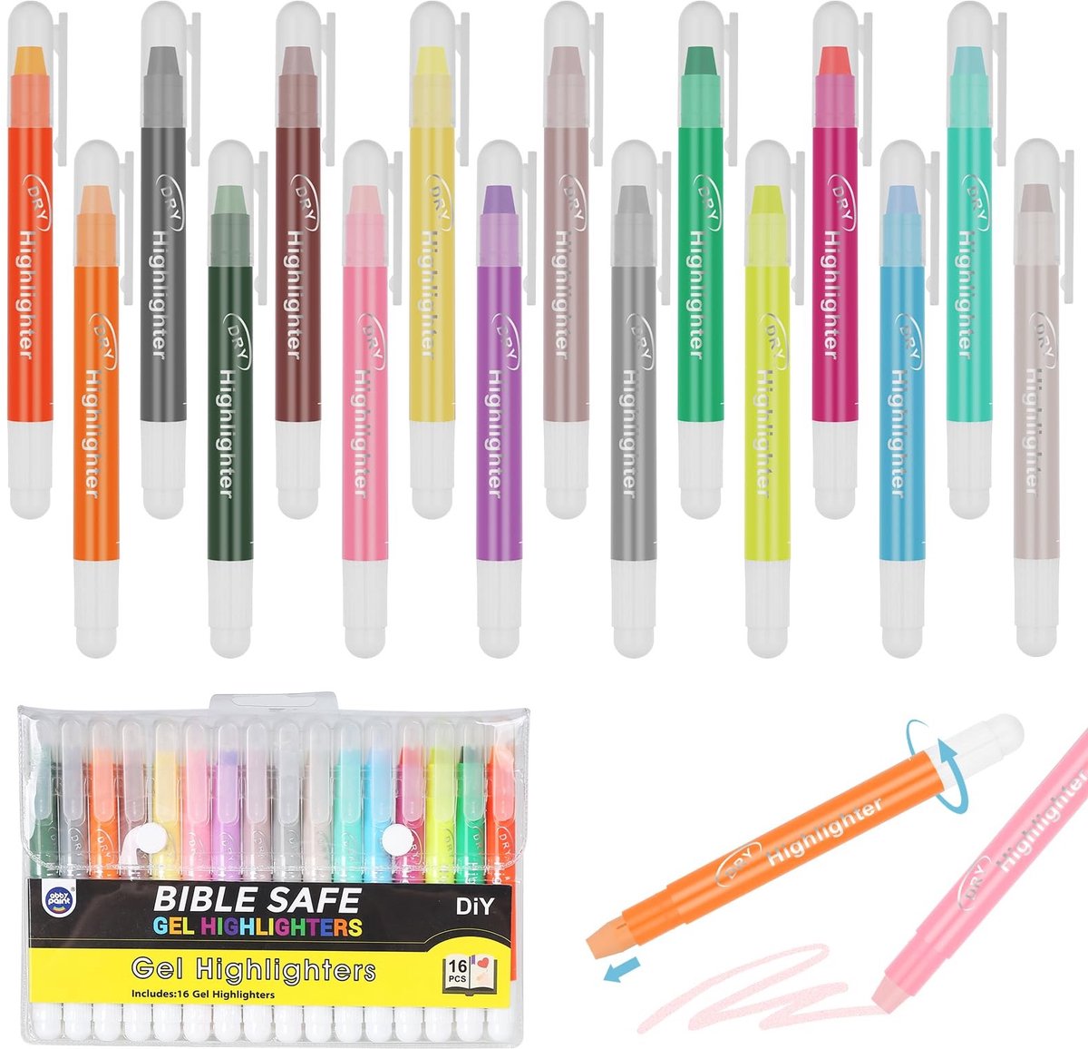SolidKeus - Set van 16 Kleurrijke Gel Markers voor Bijbel en Notities