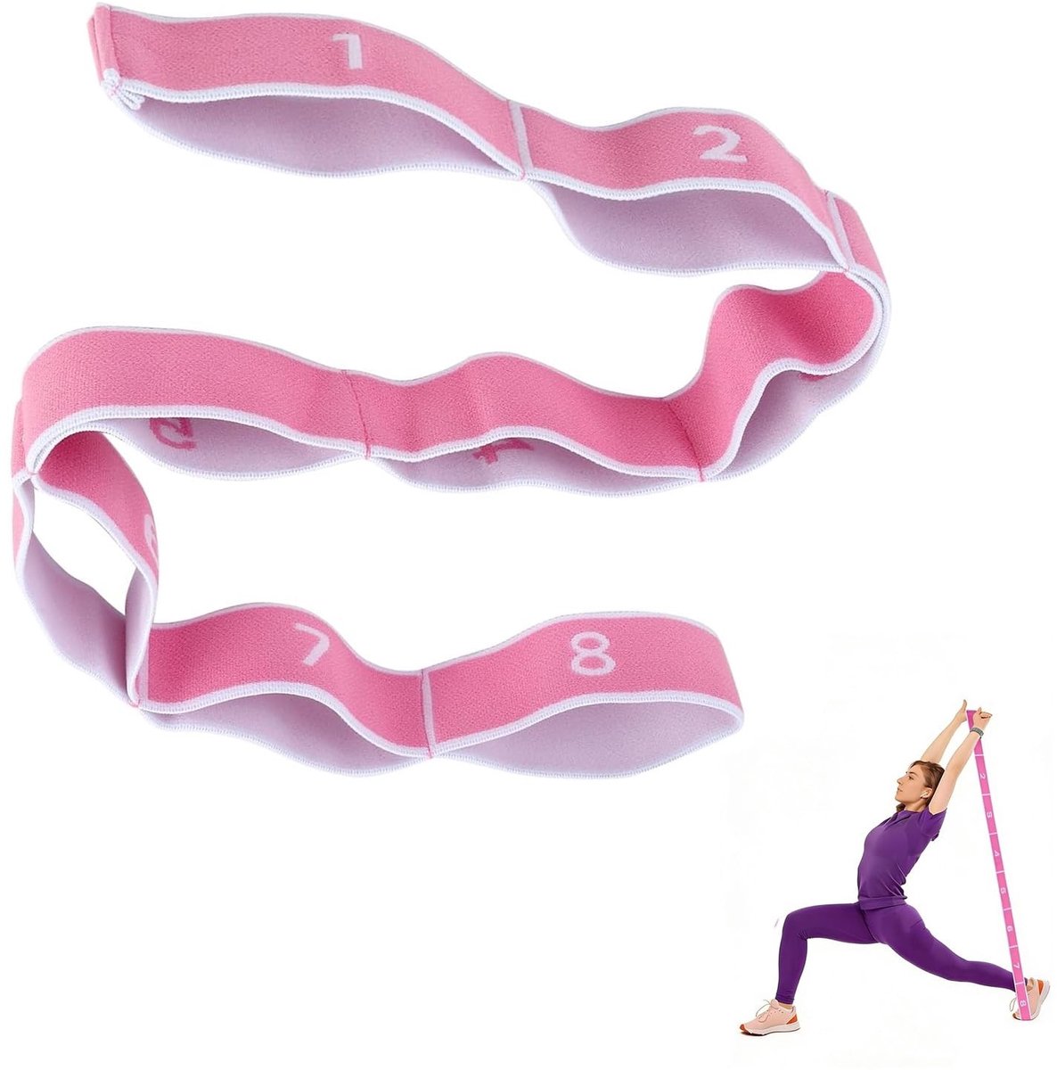 SolidKeus - Yoga Stretchband met 8 Loops voor Flexibiliteit en Training