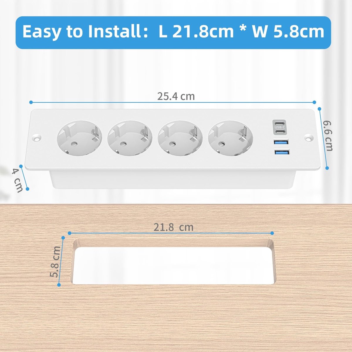 SolidKeus - Inbouw Stekkerdoos met 2 USB C en 2 USB-A