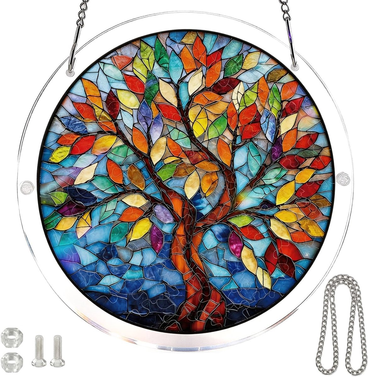 Acryl puzzel raamdecoratie - Acryl puzzel lichtvanger - Hangend ornament - Wandkunst Suncatcher - Glas in Lood Stijl Zonnevanger - DIY puzzel Raamdecoratie - Cadeaus voor moeders, vrouwen, echtgenotes, zussen, tantes - 18.5cm