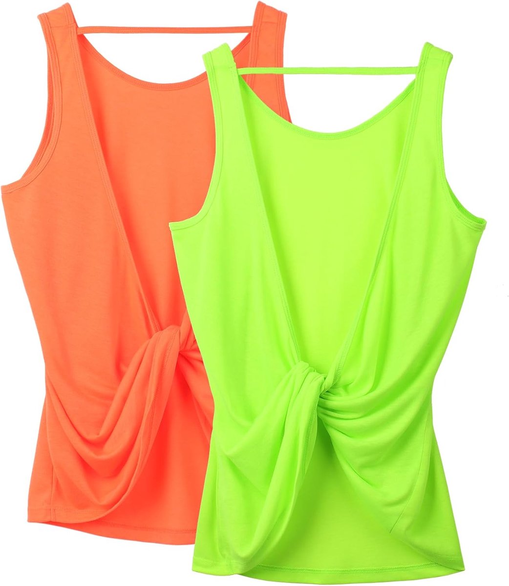 Icyzone Vrouwen Open Rug Hoge Hals Workout Atletische Gym Tanktops