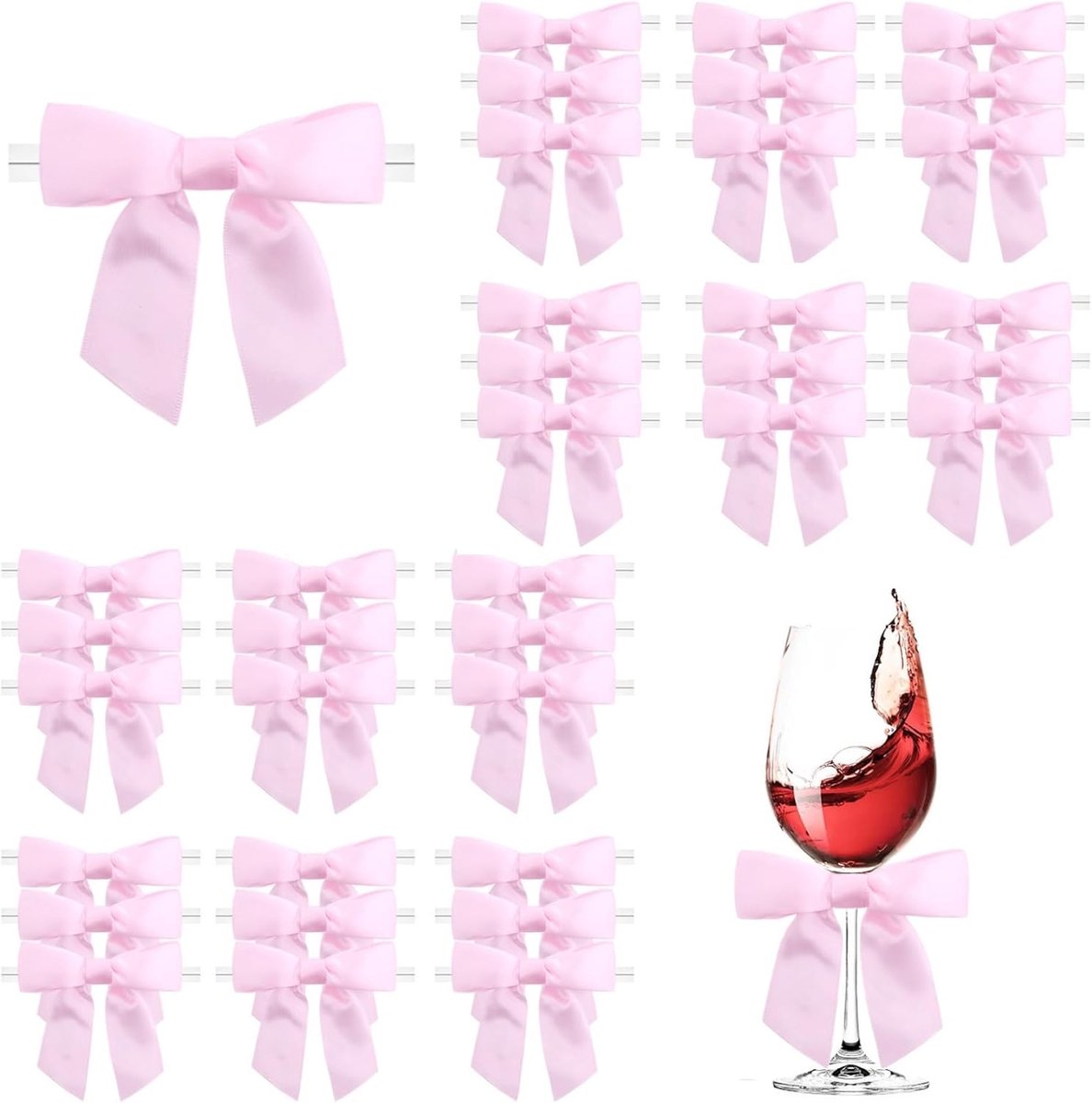36 Stuks Satijnen strikken, 8.8 CM Mini-Cadeaustrikken van Voorgebonden Strikken, Satijnen Lint voor Cadeau, Doe-het-zelf Koekjes, Snoepzakjes, Kerstboom, Bruiloftsdecoratie(Roze)