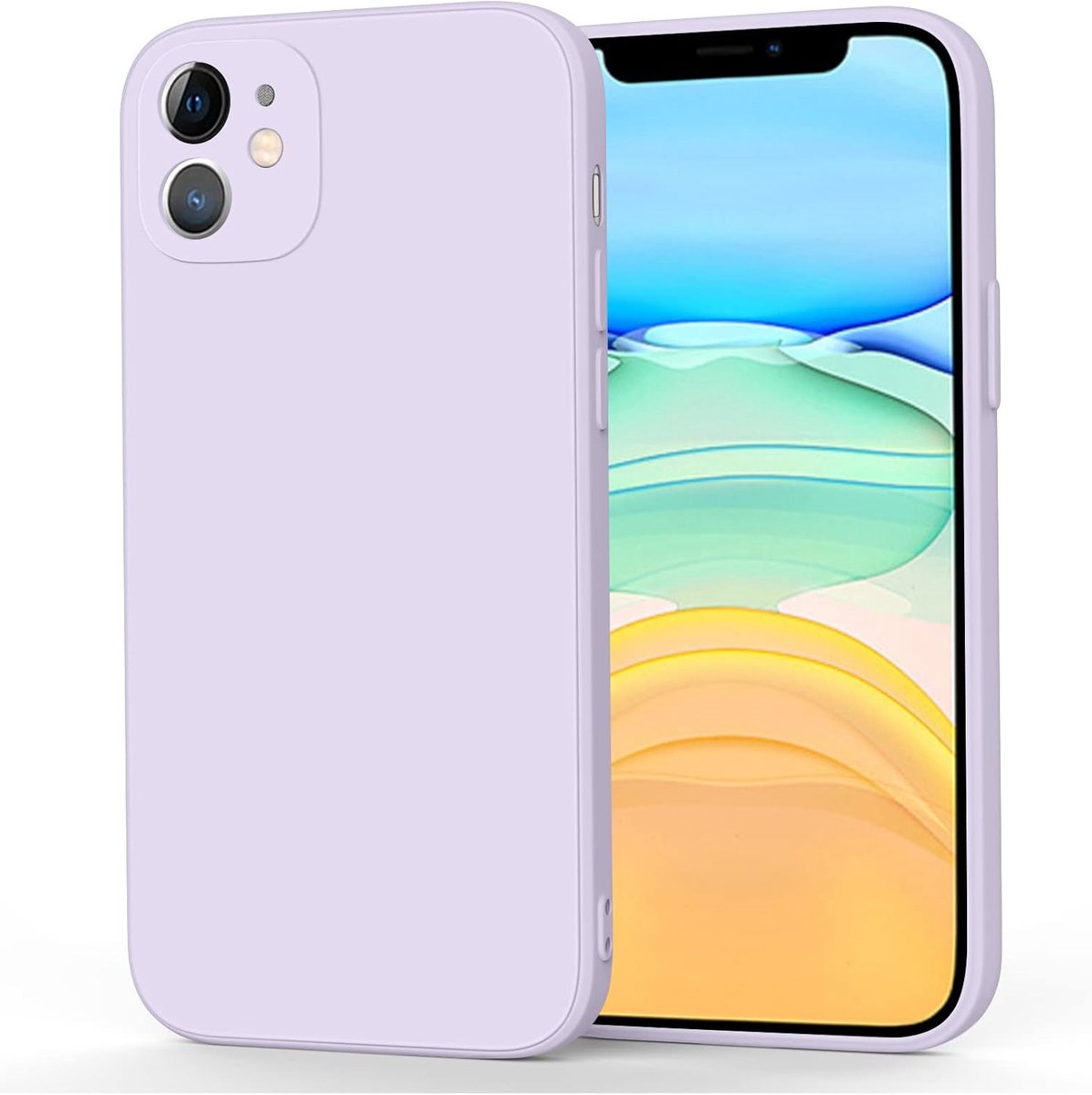 Beschermhoesje van siliconen voor iPhone 11 (2019), 6,1 inch, volledige bescherming, zijdezacht gevoel, beschermhoes van zachte microvezelstof, stootvast (paars)