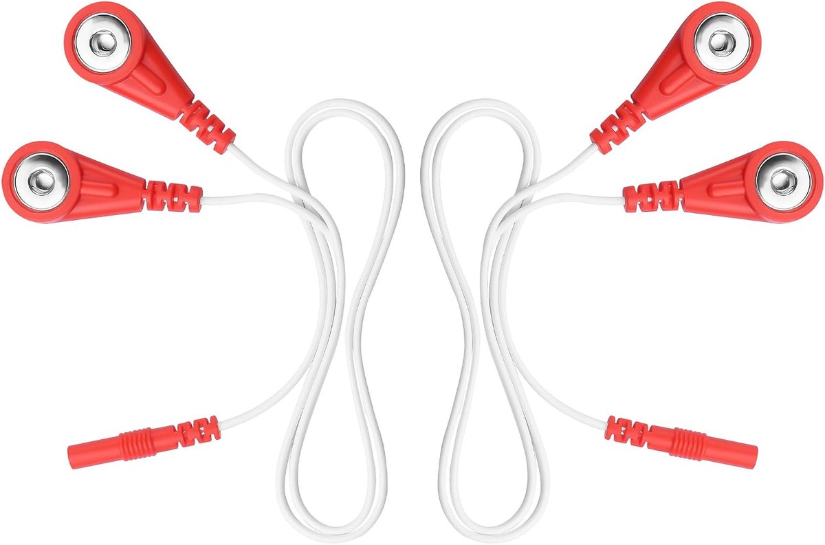 3,5 mm 2 vrouwelijke connectoren naar 2 mm elektrode-aansluiting, vervangende aansluitingen voor TENS-apparaat, 2 stuks (Twee 2,0 mm-pinconnectoren)
