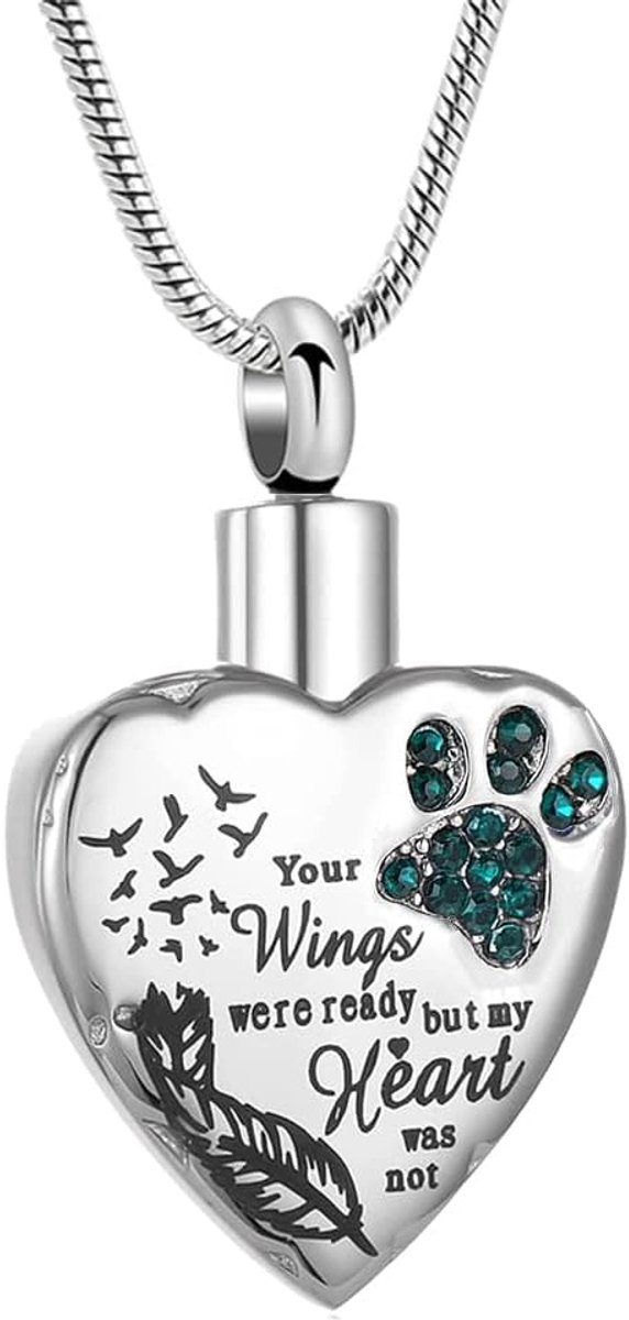 Memorial jewelry Je vleugels waren klaar, maar mijn hart was niet van roestvrij staal gesneden medaillon crematie urn halsketting voor huisdier, hond en katten