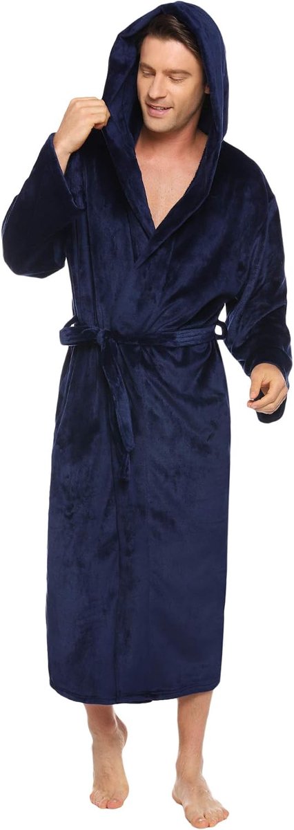 Heren ochtendjas, warme gewaden Flanel zachte badjas Fluffy Housecoat voor de winter — afbeelding 3