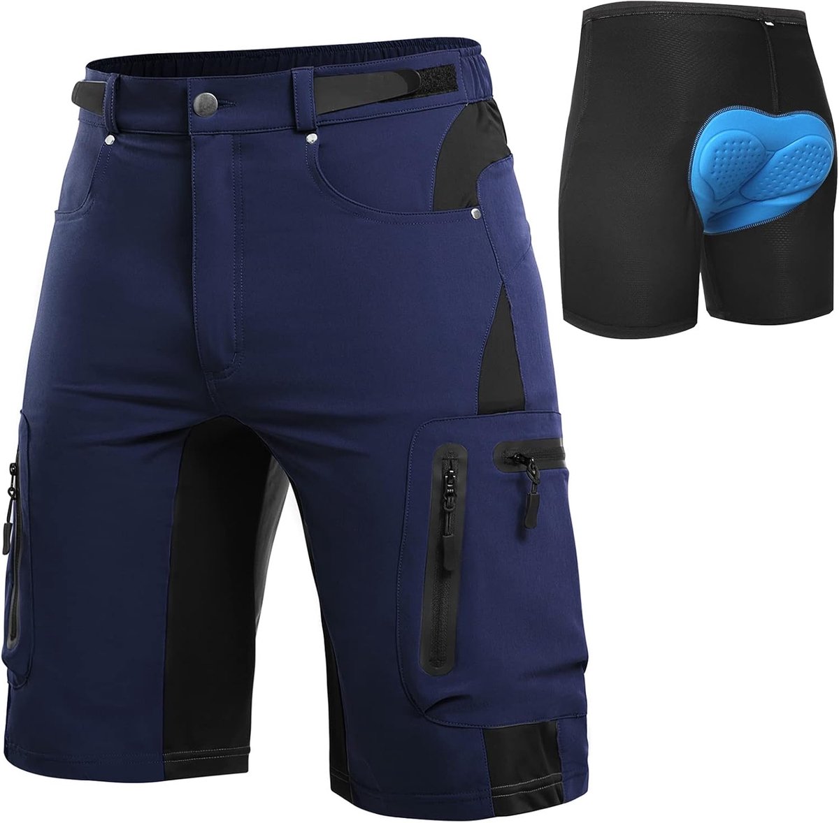 MTB-broek, voor heren, sneldrogende mountainbike broek met 4D zitkussen, elastische outdoor sport- en wielerbroek voor de mountainbike