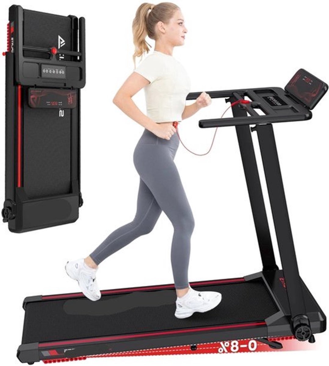 Elektrische Loopband - Loopbanden - Wandelband - Walking Pad - Hardloopband - Opvouwbare - Automatische Hellingshoek - 12 km/u - LED Display - Bluetooth & App Bediening - Zwart