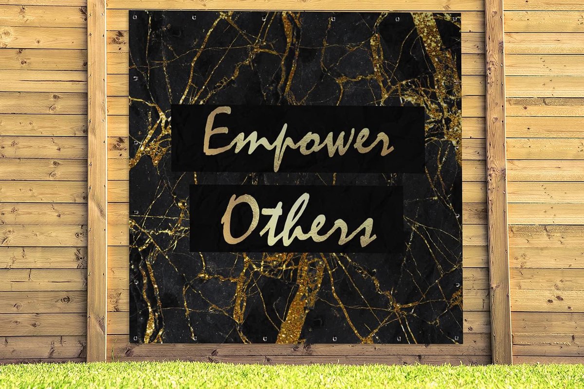 Tuinposter - 200x200 cm - Quote - Power - Goud - Marmer