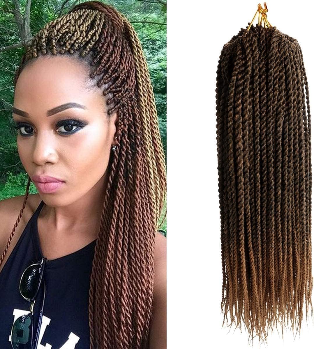 (6 stuks, 45,7 cm) Senegalese Twist Gehaakte Vlechten Hair Extensions Synthetische Vlechten Kleine Havana 2X Twist Vlechten Hoge Temperatuur Fiber Haar 30 Stands/Pack (T27#)