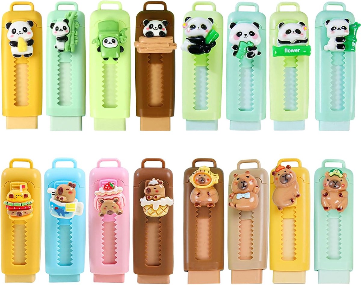 Rubber Cabybara & Panda gumjes voor kinderen | en meisjes 4-10 jaar, cadeau na verjaardag, schoolgadget