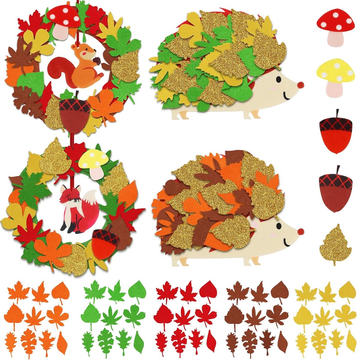 12 egel knutselsets voor kinderen herfst creatieve sets om te knutselen creatief (132 stuks)
