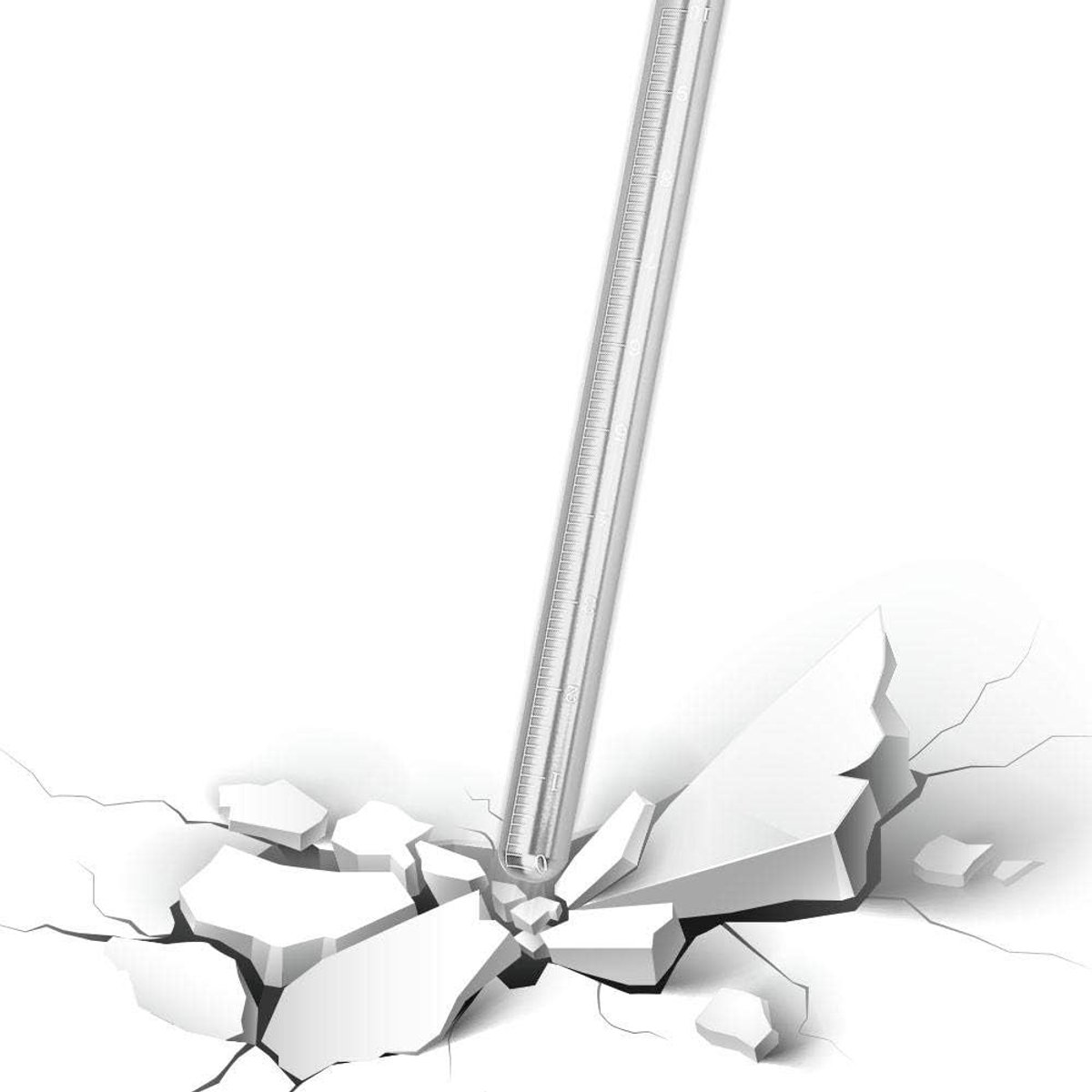 Pointer Scuba Duiken Aluminiumlegering Kietelen Pointer Stick met Meting & Lanyard vervanging voor Scuba Diving (Zilver)