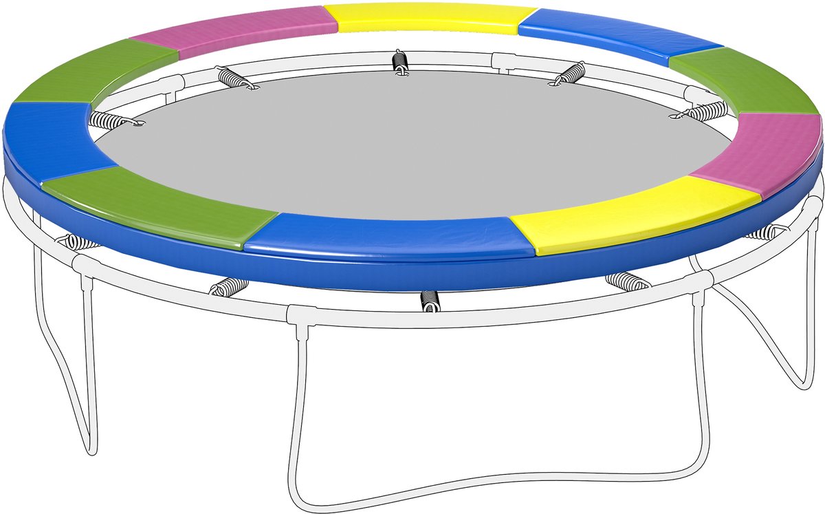 Vervangende randafdekking voor trampolines, waterdicht, scheurvast, Ø 305 cm, veelkleurig