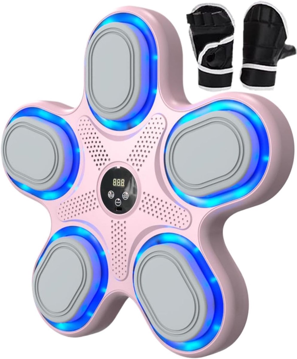 Muziek Boksmachine - Boxapparaat Wandmontage - Fitness Training - Dynamische LED Verlichting - 1.4 kg - Roze