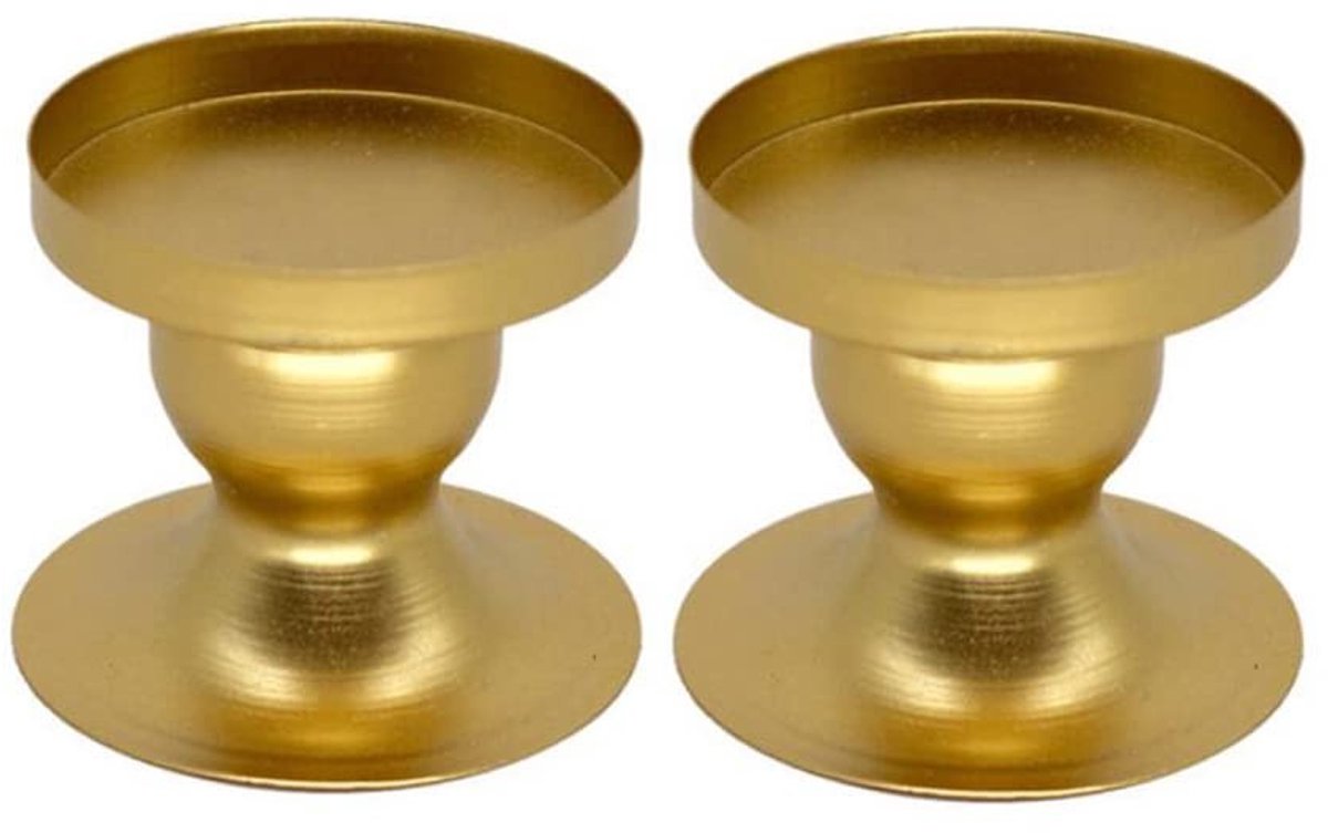 Dailygoods - Set Gouden Kaarsenhouders - Vintage Messing Kandelaars voor Decoratie