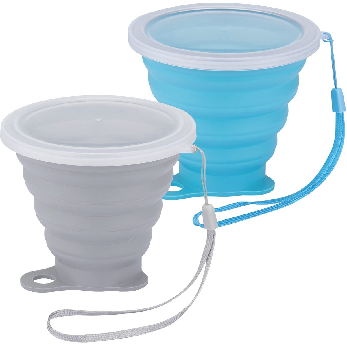 Dailygoods- Opvouwbare Beker 270 ml - Herbruikbare Siliconen Beker - Outdoor/Kampbeker - Klapbeker - Deksel - Ruimtebesparend - Vouwbeker