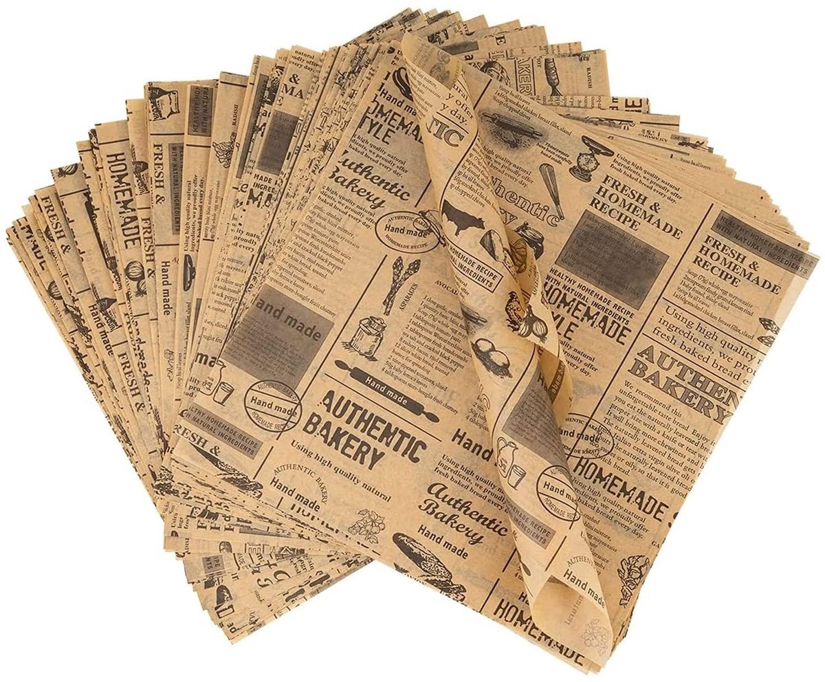Dailygoods- Inpakpapier Vetdicht - 100 Vellen Wegwerp - Oliebestendig - Voedselveilig - Voor Sandwiches/Burgers/Cakes - Bakpapier