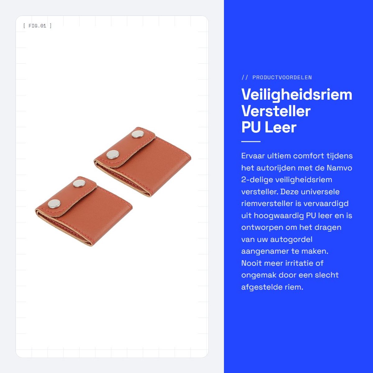 Dailygoods- Veiligheidsgordel Versteller - Gordelbeschermer - Gordelkussen - Gordelhoes - Comfortabele Beugel - PU Leer