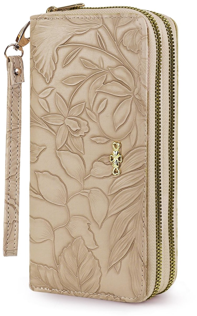 Dailygoods- Damesportemonnee groot formaat - Bloemenprint - PU-leer - Multi-kaarthouder - Ritsvak - 19 x 9,8 x 4,5 cm - Slijtvast en vlekbestendig - Portemonnee