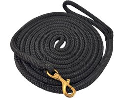 Leidtouw Voor Paarden - Longeertouw Stal - Paarden Training - Dubbele Vlecht - 460 cm - Zwart