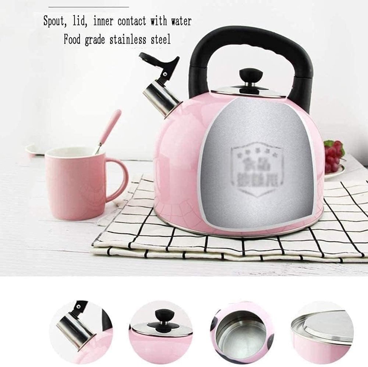 Kookplaat Ketel - Theeketel Waterkoker - Snel Water Koken - Fluit Bij Kookpunt - 3 Liter - Roze