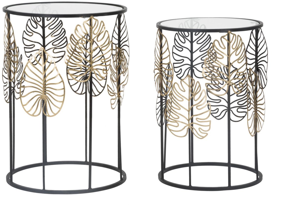 Mauro Ferretti Tafel Foglie Glam Coppia Ø 38×55 cm Zwart